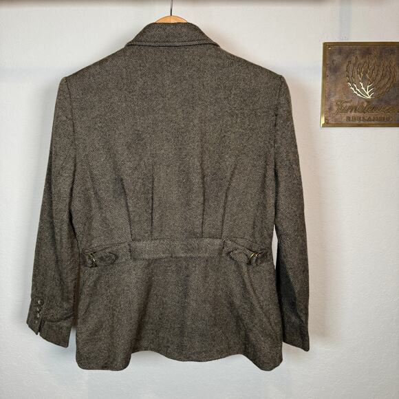 Women's Lauren Ralph Lauren Brown Herringbone 100% Wool Zip Front Jacket Sz 6 - Picture 9 of 13